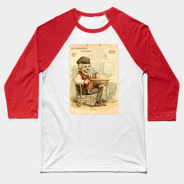 Vintage Skeleton German Baseball T-Shirt by pocketlama